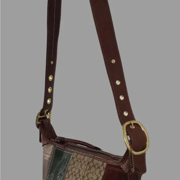 COACH Holiday Patchwork Bleecker Hobo Crossbody/Shoulder Bag, Leather/Suede, Y2K - Picture 13 of 15